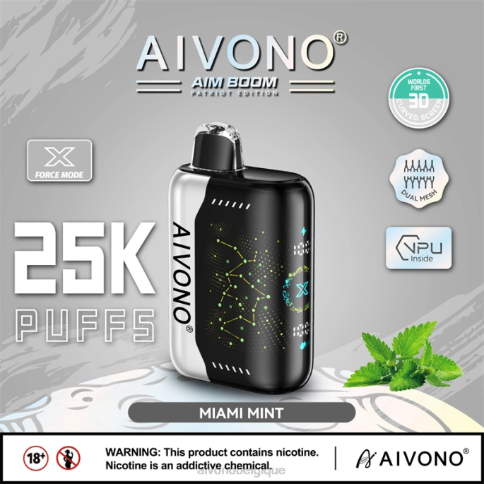 Aivono AIM BOOM 25000 menthe de Miami - RN6J349 Aivono Puffs