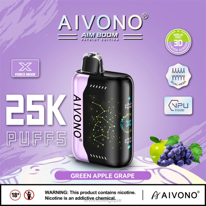 Aivono AIM BOOM 25000 raisin pomme verte - RN6J346 Aivono Vape