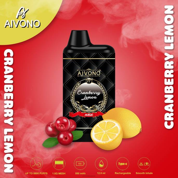 Aivono AIM MAGIC cigarette de boîte de 5800 bouches citron canneberge - RN6J89 Aivono Puffs