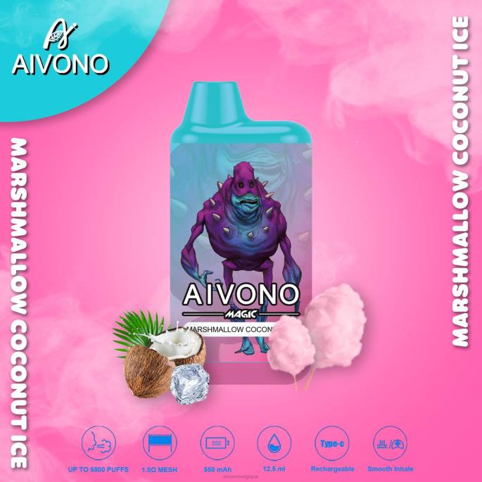 Aivono AIM MAGIC cigarette de boîte de 5800 bouches glace à la guimauve et à la noix de coco - RN6J95 Aivono Vape Review