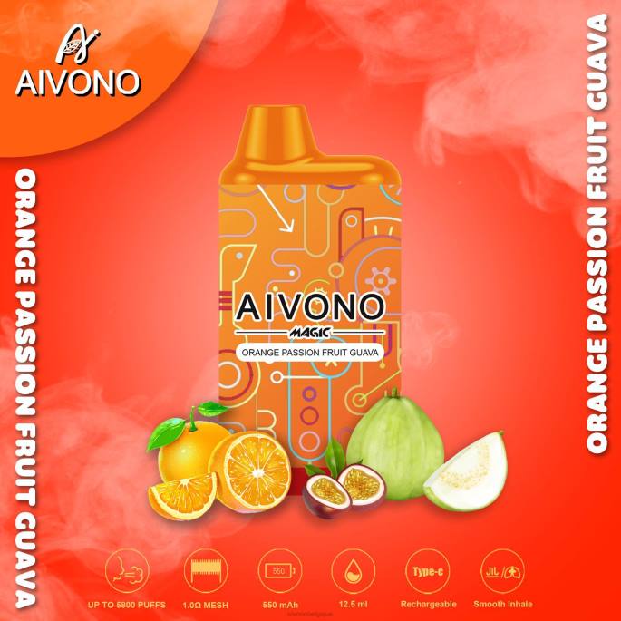 Aivono AIM MAGIC cigarette de boîte de 5800 bouches goyave orange fruit de la passion - RN6J90 Aivono Vape