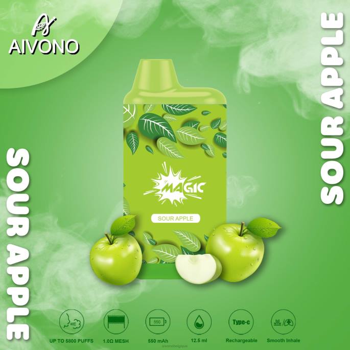 Aivono AIM MAGIC cigarette de boîte de 5800 bouches pomme aigre - RN6J87 Aivono Vape Review