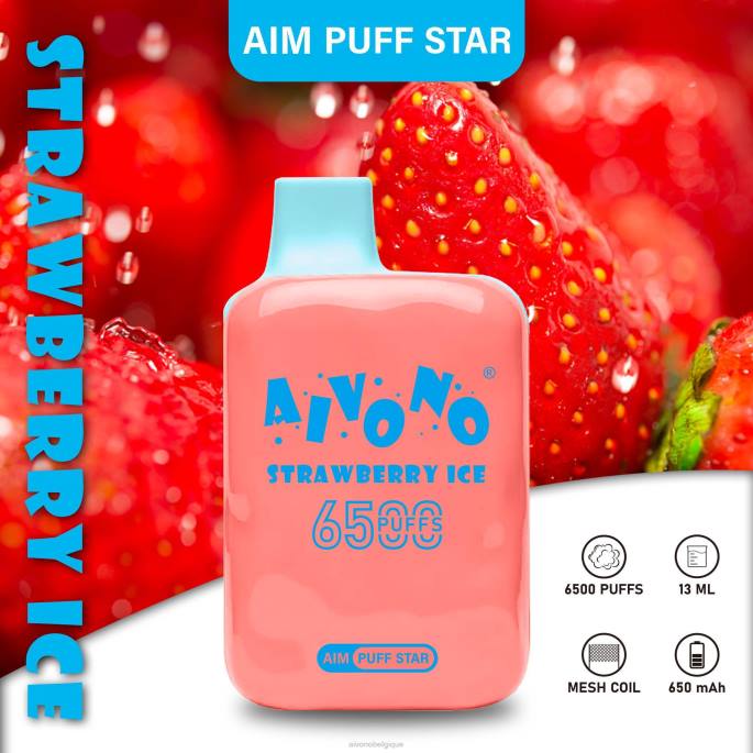 Aivono AIM PUFF STAR 6500 glace à la fraise - RN6J288 Aivono Belgique