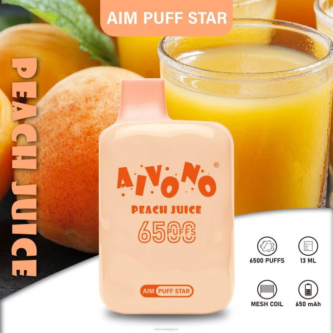 Aivono AIM PUFF STAR 6500 jus de pêche - RN6J289 Aivono Puffs