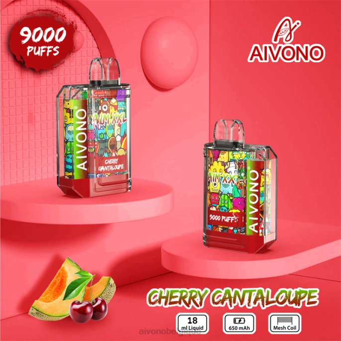 Aivono AIM XXL Autocollant bouche 9000 transparent cantaloup cerise - RN6J57 Aivono Puffs