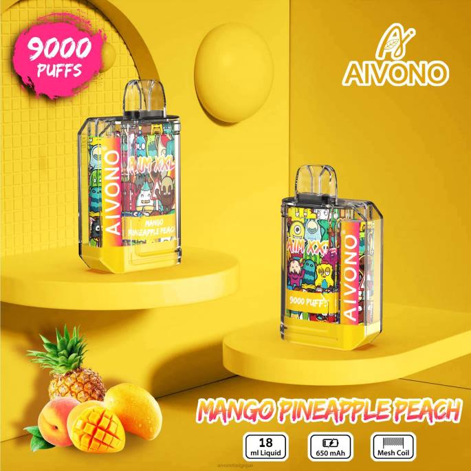 Aivono AIM XXL Autocollant bouche 9000 transparent mangue ananas pêche - RN6J49 Aivono Puffs