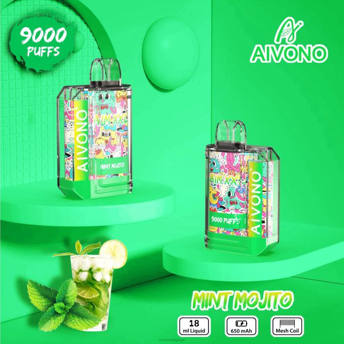 Aivono AIM XXL Autocollant bouche 9000 transparent mojito à la menthe - RN6J55 Aivono Vape Review