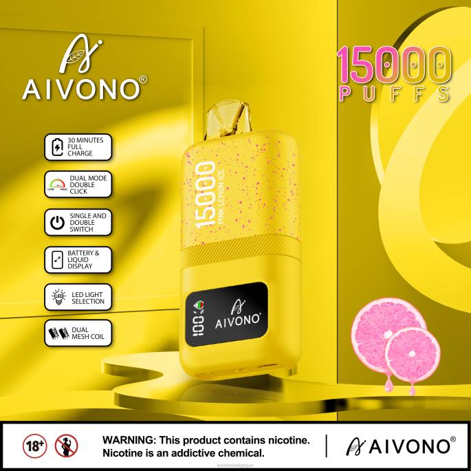 Aivono AIM magic 15000 glace au citron rose - RN6J61 Aivono Puffs