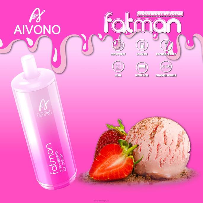 Aivono FATMAN 6800 glace à la fraise - RN6J21 Aivono Puffs