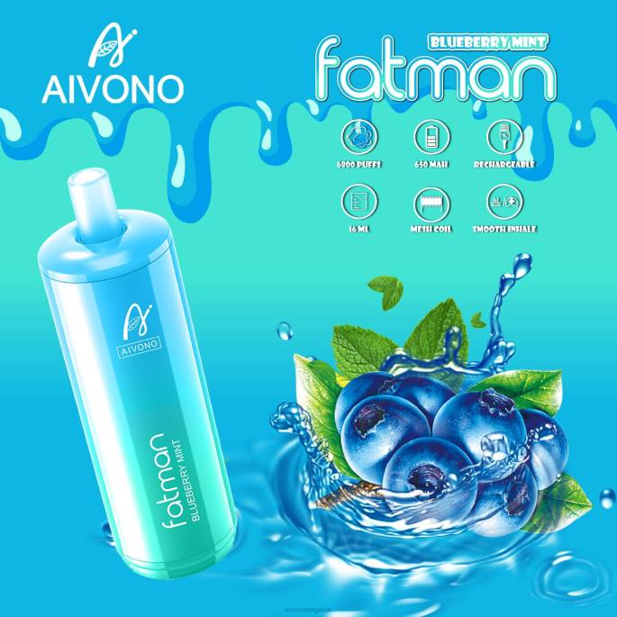 Aivono FATMAN 6800 menthe myrtille - RN6J22 Aivono Vape